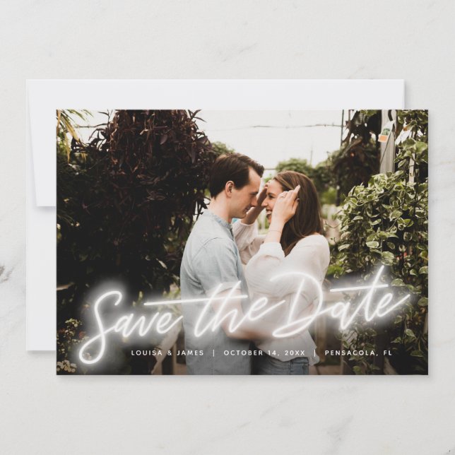 Invitation Nouvelle photo horizontale Enregistrer la date (Devant)