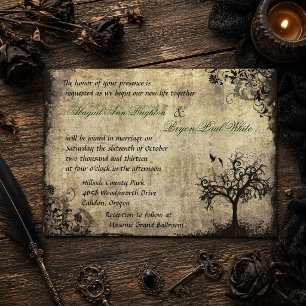 Invitation Nouvelle Vie Arbre Vintage et Oiseaux Mariage