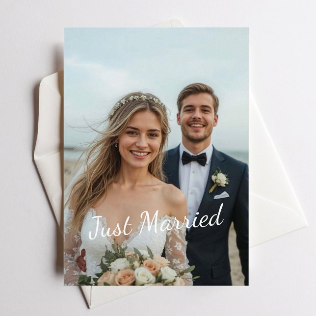 Invitation Nouvellement Mariés Élégante Annonce de Photo de M (Créateur téléchargé)