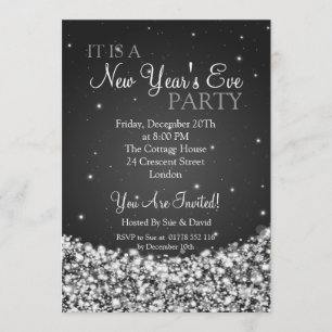 Invitation Nouvelles années d'Ève de partie de nuit de noir