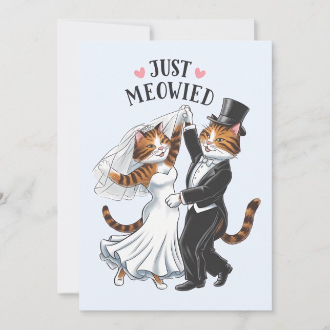 Invitation Nouvelles Mariés de Chat de Just Meowied Drôles de (Devant)