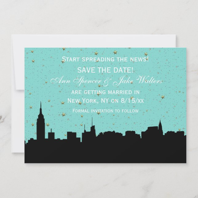 Invitation Nouvelles-York Silhouette large DIY Fond de couleu (Dos)