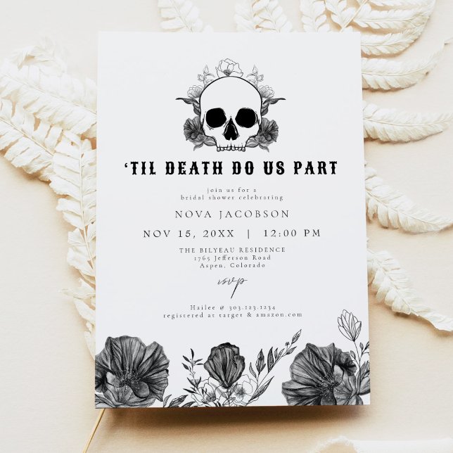 Invitation NOVA Til Death Gothique Crâne Fête des mariées noi (Créateur téléchargé)