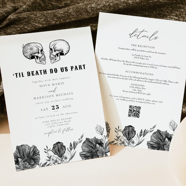 Invitation NOVA Til Death Gothique Skull Détails Mariages et (Créateur téléchargé)