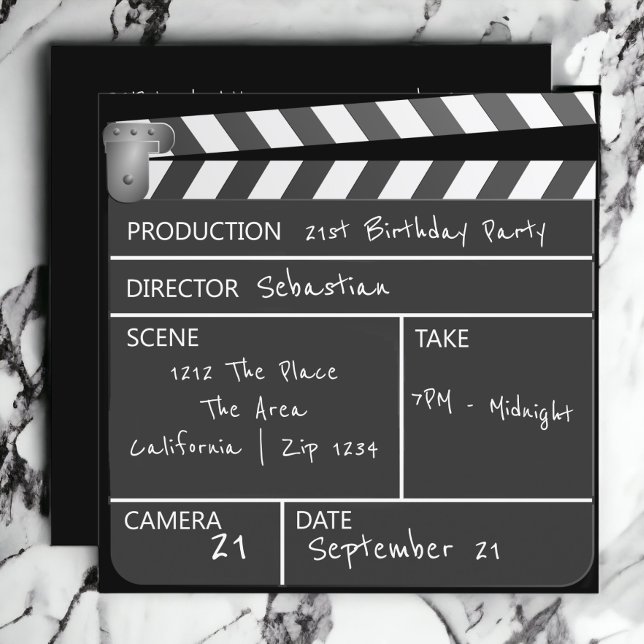 Invitation Novelité Personnalisé Clapperboard de film personn (Créateur téléchargé)