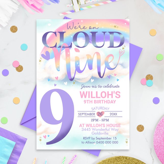 Invitation Nuage Arc-en-Ciel 9 Aquarelle (Créateur téléchargé)