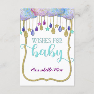 Invitation Nuage arc-en-ciel doré pailleté de vœux pour Baby