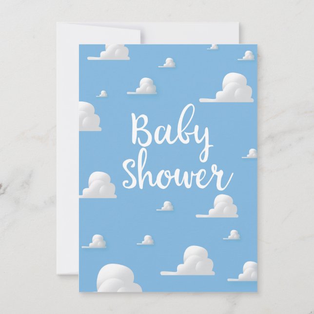 Invitation Nuage Blanc Gonflé Baby Shower (Dos)