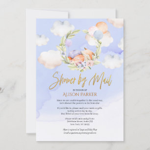 Invitation Nuage de ciel bleu de Woodland Fox   Baby shower p