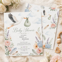 Nuage de Cigogne Fête de Bébé Vintage