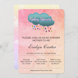 INVITATION NUAGE DE DOUCHE D'ARC-EN-CIEL/BABY SHOWER
