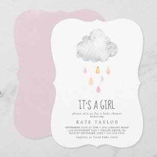 Invitation Nuage de pluie C'est une fille Baby shower Invitat