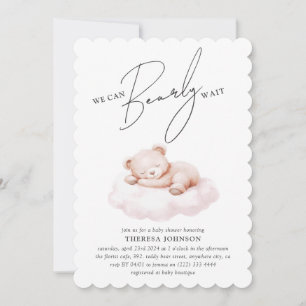 Invitation Nuage d'ours en peluche à peine attendre Fille Bab