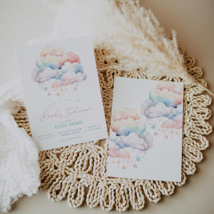 Invitation Nuage et étoiles Baby shower neutre pour les femme
