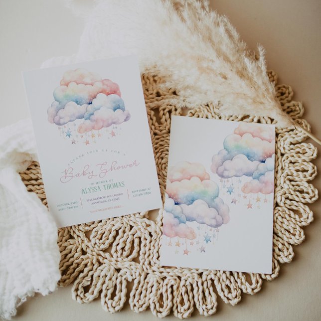 Invitation Nuage et étoiles Baby shower neutre pour les femme (Créateur téléchargé)