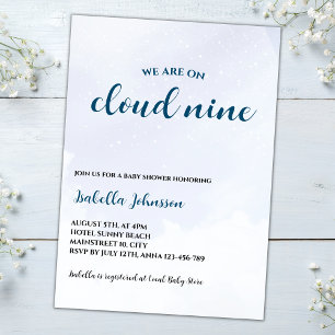 Invitation Nuage Neuf nuages bleus Baby shower garçon