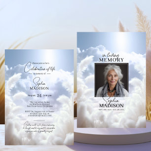 Invitation Nuages blancs Pampas Célébration de la vie   PHOTO