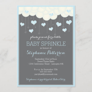 Invitation Nuages & Coeurs Bébé saupoudrer dans l'Invitation