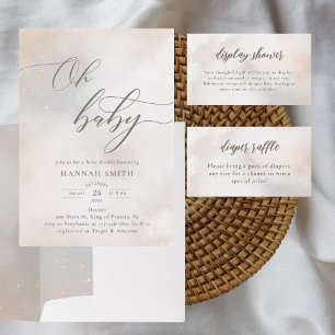 Invitation Nuages d'aquarelle Oh Baby shower