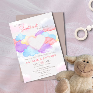 Invitation Nuages de rêve Petit Baby shower de lit d'amour