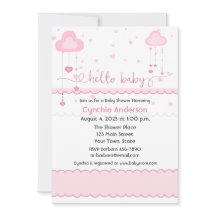 Nuages et baby shower roses doux de coeurs