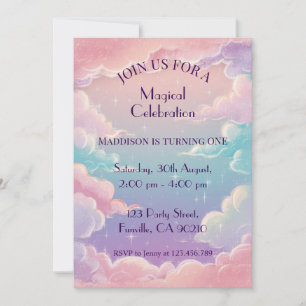 Invitation Nuages et étoiles Customisés Anniversaire