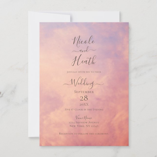 Invitation Nuages roses Dreamy Celestial Sky Mariage (Devant)