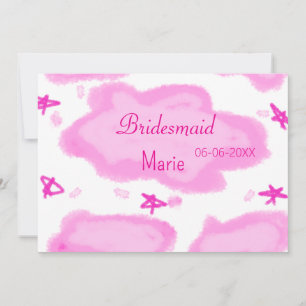 Invitation nuages roses pastel stars bridesmaid girly moderne
