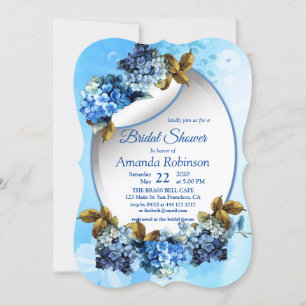 Invitation Nuances de bleu aquarelle Hydrangeas Fête des mari