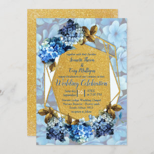Invitation Nuances de bleu aquarelle Hydrangeas Mariage