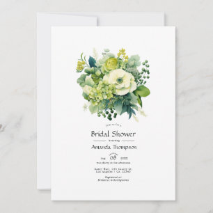 Invitation Nuances de Fête des mariées florale verte