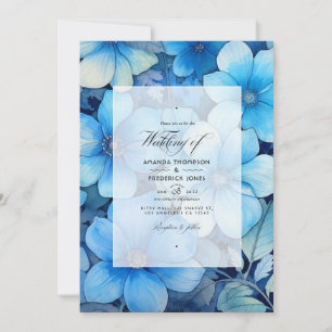 Invitation Nuances de Mariage floral bleu
