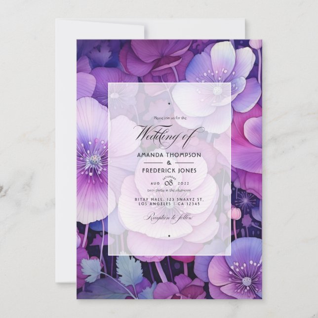 Invitation Nuances de Mariage floral pourpre (Devant)