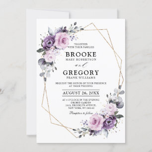 Invitation Nuances de pourpre Dusty Blooms Mariage géométriqu