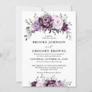 Invitation Nuances de pourpre Dusty fleurs Moody Floral Maria