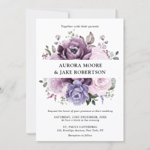 Invitation Nuances de pourpre Dusty fleurs Moody Floral Maria