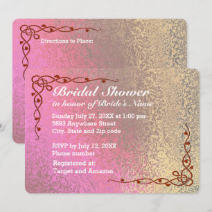 Invitation Nuances de rose et de Fête des mariées or