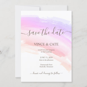Invitation Nuances de rose mariage à l'aquarelle éclaboussée