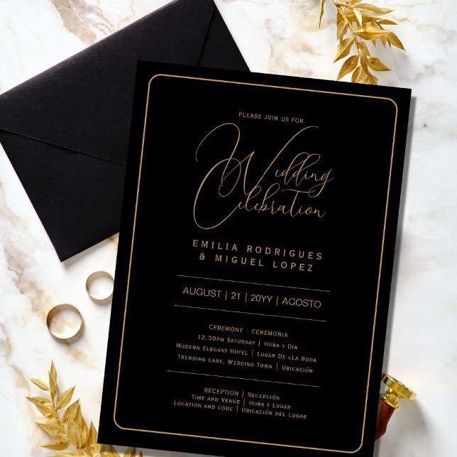 Invitation Nuestra Boda | BLACK OR Mariage incl. détails (Créateur téléchargé)