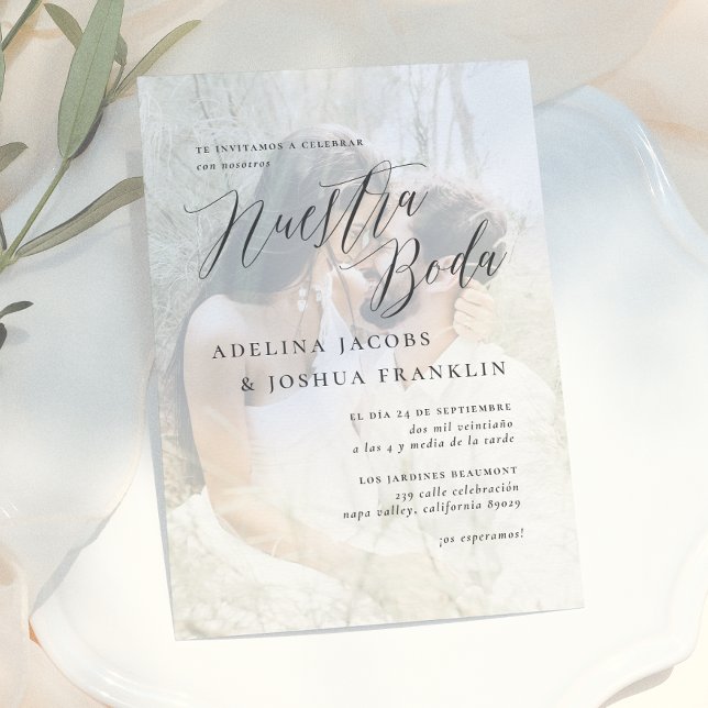 Invitation Nuestra Boda Caligrafía Moderna Invitación de Boda (Créateur téléchargé)