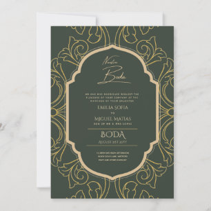 Invitation Nuestra Boda Gold Frame Mariage espagnol INVITE