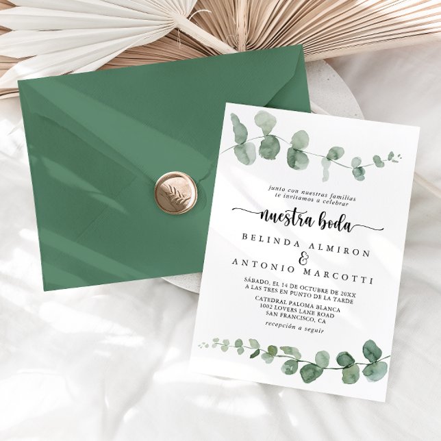 Invitation Nuestra Boda Green Delight Eucalyptus Mariage (Créateur téléchargé)