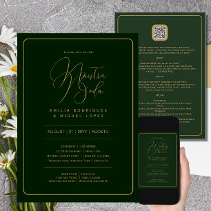 Invitation Nuestra Boda   GREEN GOLD Mariage incl. détails