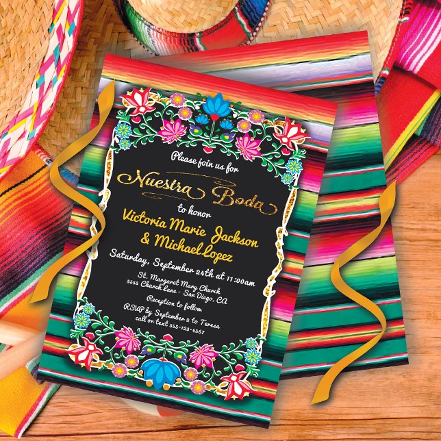 Invitation Nuestra Boda Mexicaine Fiesta Party Gold Parties s (Créateur téléchargé)