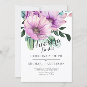 Invitation Nuestra Boda Moderne Espagnol Mariage Fleurs viole