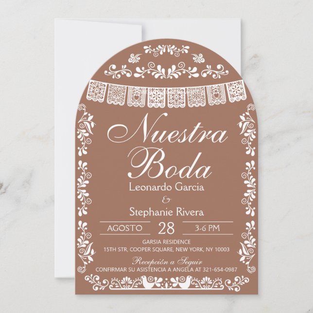 Invitation Nuestra Boda Papel Picado Spanish Wedding Arch (Devant)