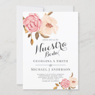 Invitation Nuestra Boda Roses Mariage d'aquarelle rose