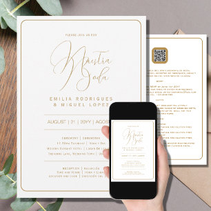 Invitation Nuestra Boda WHITE GOLD Mariage incl. détails