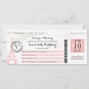 Invitation Nuit à Paris   Anniversaire 16 ans