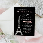 Invitation Nuit à Paris Tour Eiffel<br><div class="desc">Ooh La La ! Cette invitation à la fête de fiançailles mariages d'inspiration française présente une parties scintillant étincelante en faux argent, la tour Eiffel, et une palette de couleurs chic, rose clair, noir. Le texte élégant et élégant peut être entièrement personnalisé avec les noms du couple et votre formulation...</div>